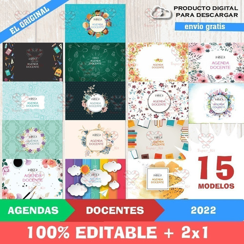 Kit Imprimible Agenda Docente 2022 Original Y Editable + Sp