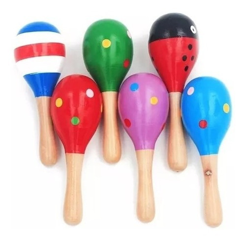 Maracas De Madera  Didáctico Sonajero Surtidos 12 Unids/xian