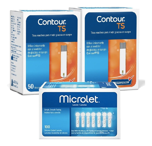 Imagen 1 de 1 de Contour Ts Paquete 100 Tiras Y 100 Lancetas Para Glucómetro