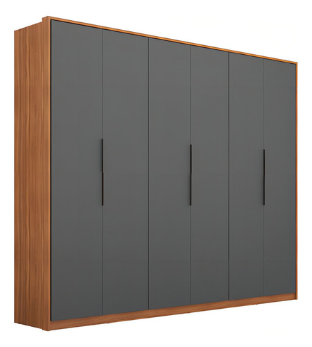 Guarda-roupa Casal Atrice 6 Portas 6 Gavetas Amêndola Grafito