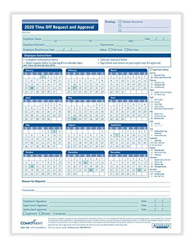 Complianceright 2020 Solicitud De Tiempo Libre Y Calendario 