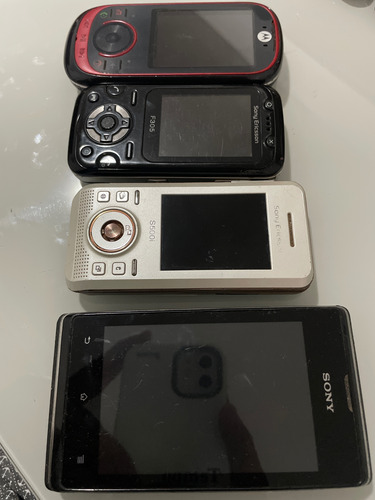 Não Funcionam - Celulares Sony Ericson + Motorola Preto E Prata (Usado)