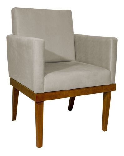 Poltrona Decorativa Cadeira Reforçada Recepção Divine Cores Cor Bege Desenho do tecido TECIDO SUEDE