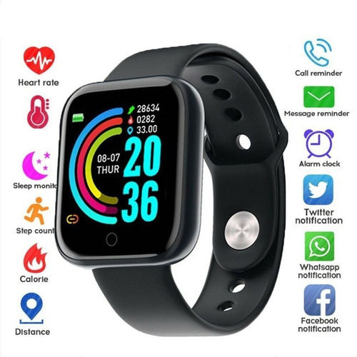 Relogio Inteligente Smartwatch D20 Bluetooth Preto C/nfe