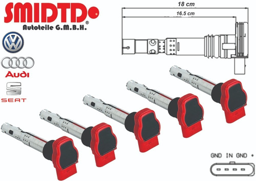 5 Bobinas De Encendido Roja Vw Touareg Tfsi Hybrid 13 A5 3.0