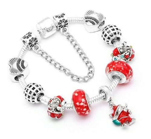 Pulsera Con Charms Dijes Navidad Santa Con Regalo Amor