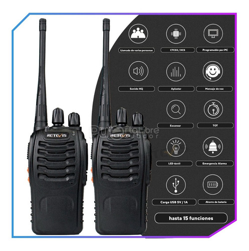 Imagen 8 de 9 de Radio Walkie Talkie Comunicacion Motorola Retevis Baofeng X2