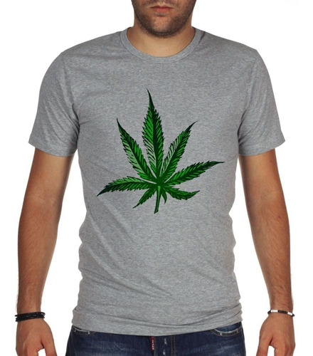 Remera De Hombre Hoja Cannabis Verde