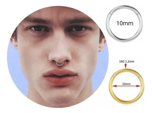 . Piercing Septum Acero Quirúrgico Argolla Oreja Nariz 10 Mm