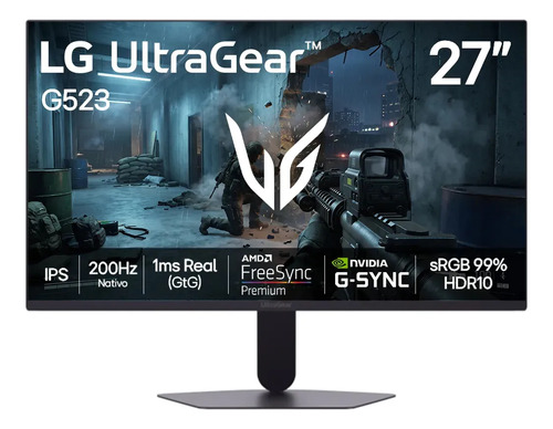 LG UltraGear Monitor Gamer 27" IPS 200Hz, 1ms (GtG), Full HD (1920x1080), HDR10, NVIDIA G-SYNC AMD, FreeSync Premium, sRGB 99%, Preto - 2...