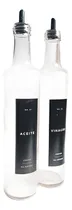 Comprar Set X2 Aceiteras Cilindrica Etiqueta Negra Vidrio Tiendamama