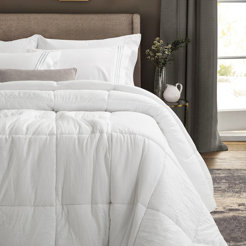 Acolchado Hotelero Queen Simil Plumón Jean Cartier 700hq Blanco Lisa