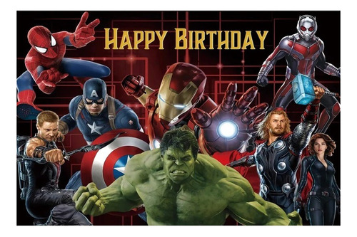 1 Pendon 120x80 Avengers Heroes Decoracion Cumpleaños Hogar