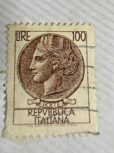Sello Postal De Italia De 1959  After Syracusean Coin 100 L