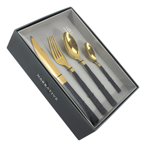 Set De 24 Cubiertos Dorado