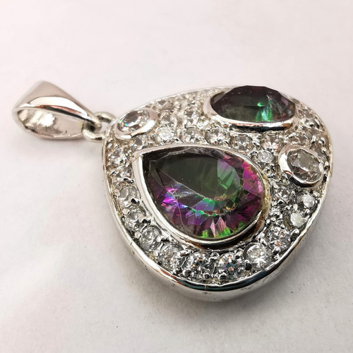 Imagen 3 de 5 de Dije Con Topacios Rainbow Y Zirconias Plata Laminada .925