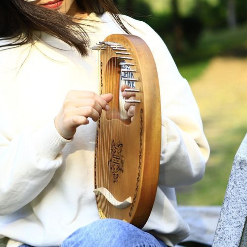 Grabado Exquisito Principiantes 16-string Lyre Harp Madera
