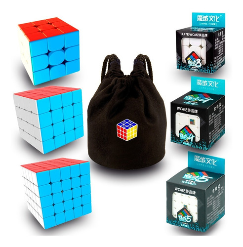 Cubo Rubik Pack 3 Cubos Moyu Meilong 3x3 4x4 5x5 + Estuche