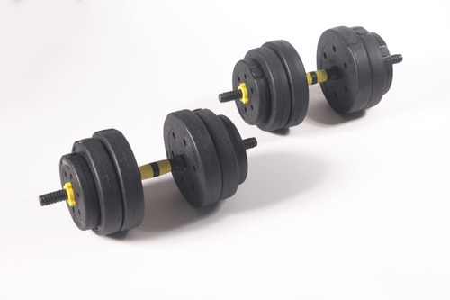 Imagem 4 de 7 de Kit Halteres De Anilhas E Barras Fitness 20kg