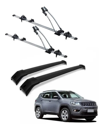 Travessa Teto Jeep Compass + 2 Suporte Bike Thule 532