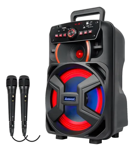 comprar Caixa De Som Potente Bt Preta Amvox Aca 221 C\u002F 2 Microfones Cor Preto 110V\u002F220V