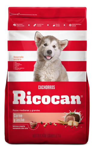 Ricocan Carne Y Leche, Cachorros Mediano-grande 15kg
