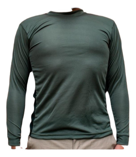 Buzo Deportivo Camiseta Larga Gym Lycra Militar Malla Verde