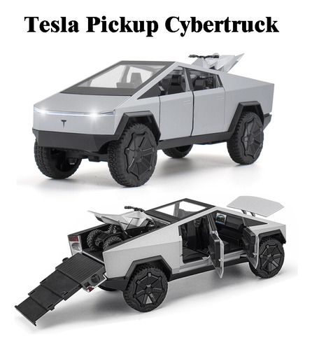 Tesla Cybertruck Pickup Miniatura Metal Car Con Luz Y Sonido