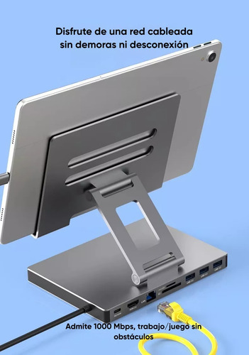 9 En1 Hub Usb3.0 Docking Station Hdmi 4k Soporte Para Tablet