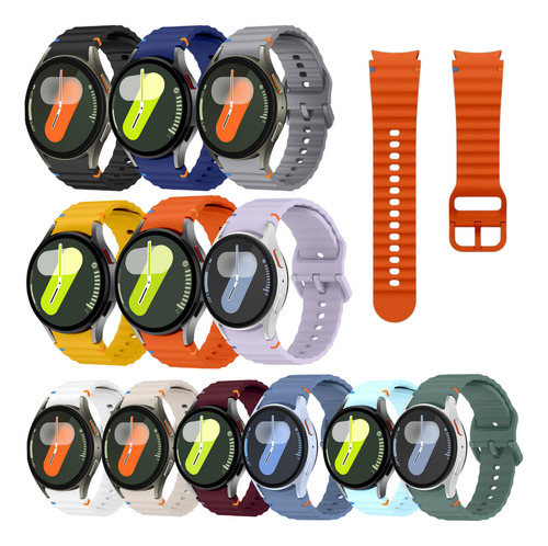 Pulseira Fecho Silicone Respirável Para Galaxy Watch 4 5 6 7 Cor Preto