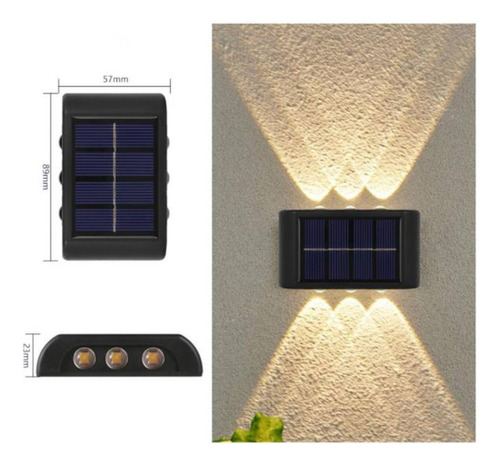 Lámpara De Pared Solar De 2 Led Para Exteriores, Luz Ascende