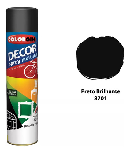 Tinta Spray Colorgin Decor Multiuso Varias Cores Cor Preto Fosco