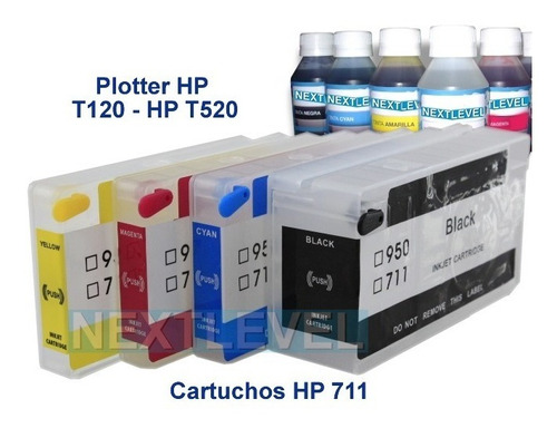 Cartuchos Recargables 711 Para Plotter H P T120 T520 + 240ml