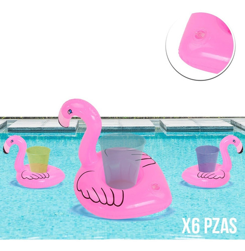Imagen 1 de 5 de 6 Portavasos Flamingo Inflables Fiesta Alberca Piscina Play