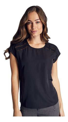 Blusa Cuello Redondo Holly Land Para Mujer Negro 2620