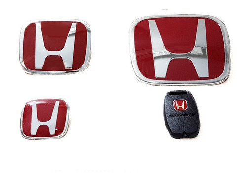 Insignias Del+tra + Volante + Llave Typer  2006-2011 Rojos