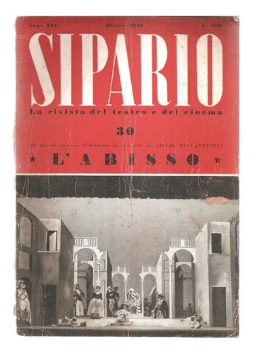 Revista Sipario Teatro Cinema Italiano Nº 30 Ottobre 1948