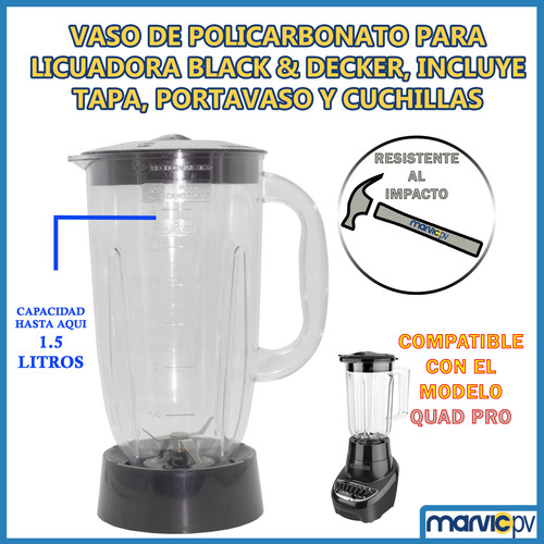 Vaso Completo De Licuadora Sirve A Black & Decker Quadpro