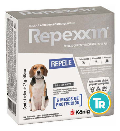 Collar Antiparasitario Repexxin Perros 4 A 25kg - 48cm