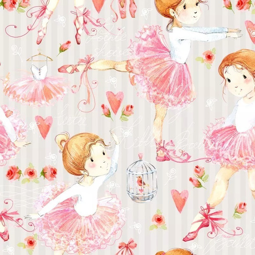 Papel Parede Adesivo Bailarina Quarto Menina Classico Retrô