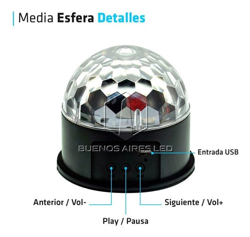 Bola Led Rgb Usb Pendrive Audioritmico Movil 17 Cm Luces Dj