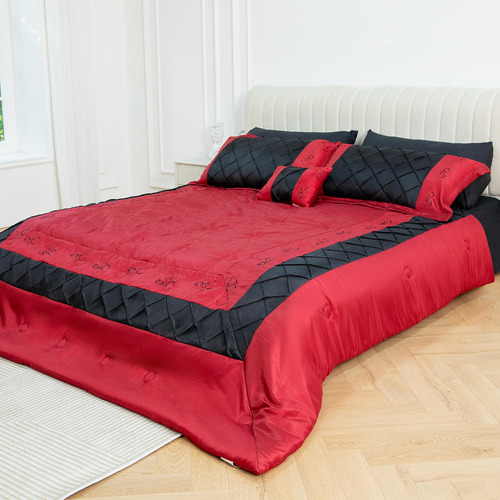 Edredón Cama Vintage King 8 Piezas Ligero Rojo Todas Estacio