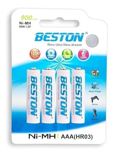 Batería Recargable Beston Aaa X 4 900mah Itech Shop*