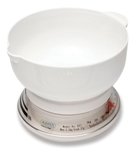 Imagen 1 de 2 de Balanza de cocina analógica Aspen KCI pesa hasta 2kg blanca