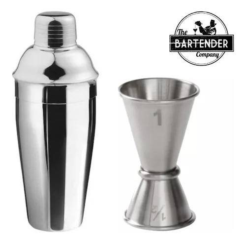 Coctelera Profesional Barman Acero + Medidor Jigger Coctel