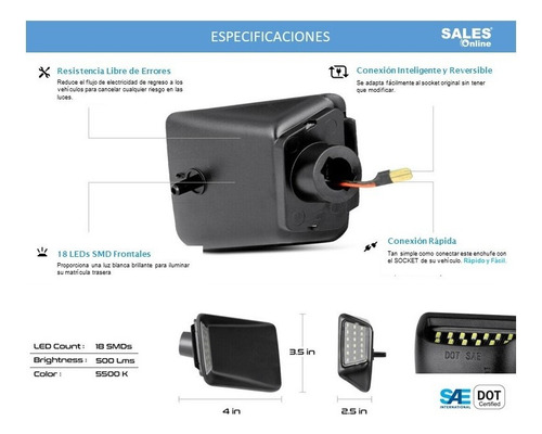 Lampara Led Luz Matricula Trasera Para Colorado 2005