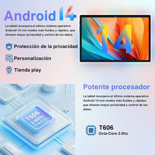 Tablet 10.1 22gb+128gb 8core Android 14 Con Teclado Raton 5g