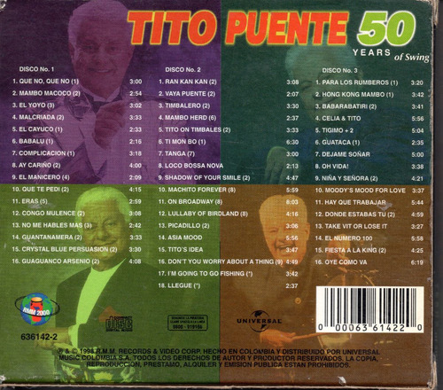 Tito Puente 50 Years Of Swing Tres Cd Ricewithduck (Usado)