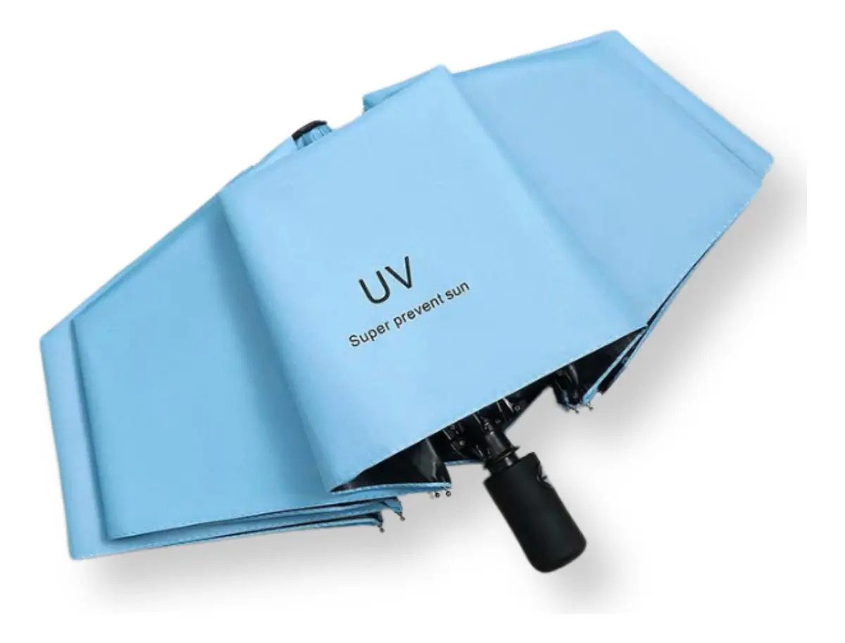 Guarda Chuva Pequeno Resiste Vento Abre Fecha Uv Colorido Cor Azul-claro Desenho Do Tecido Liso