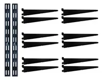 Comprar Kit 2 Rieles 1,5m 150cm + 12 Ménsulas 27cm Rapi Estant Negro